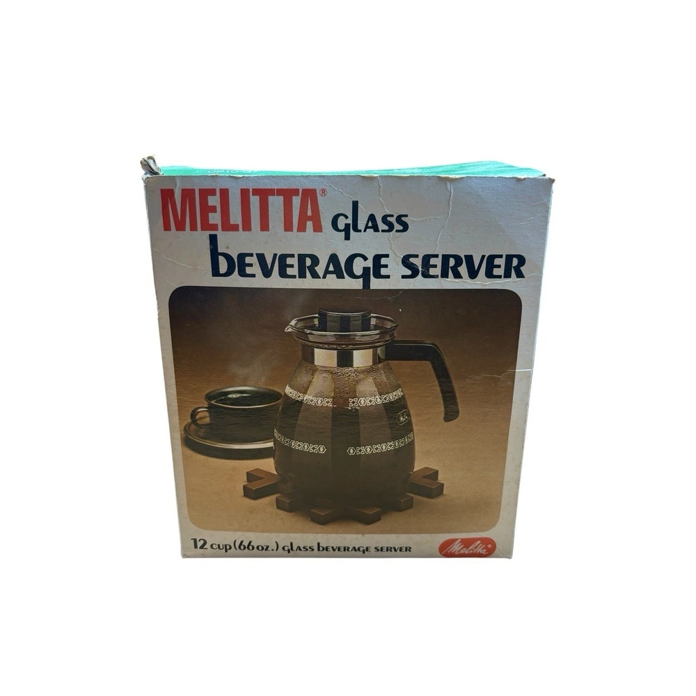 Vintage Melitta 12 Cup (66oz) Glass Beverage Server Coffee Carafe NOS New in Box